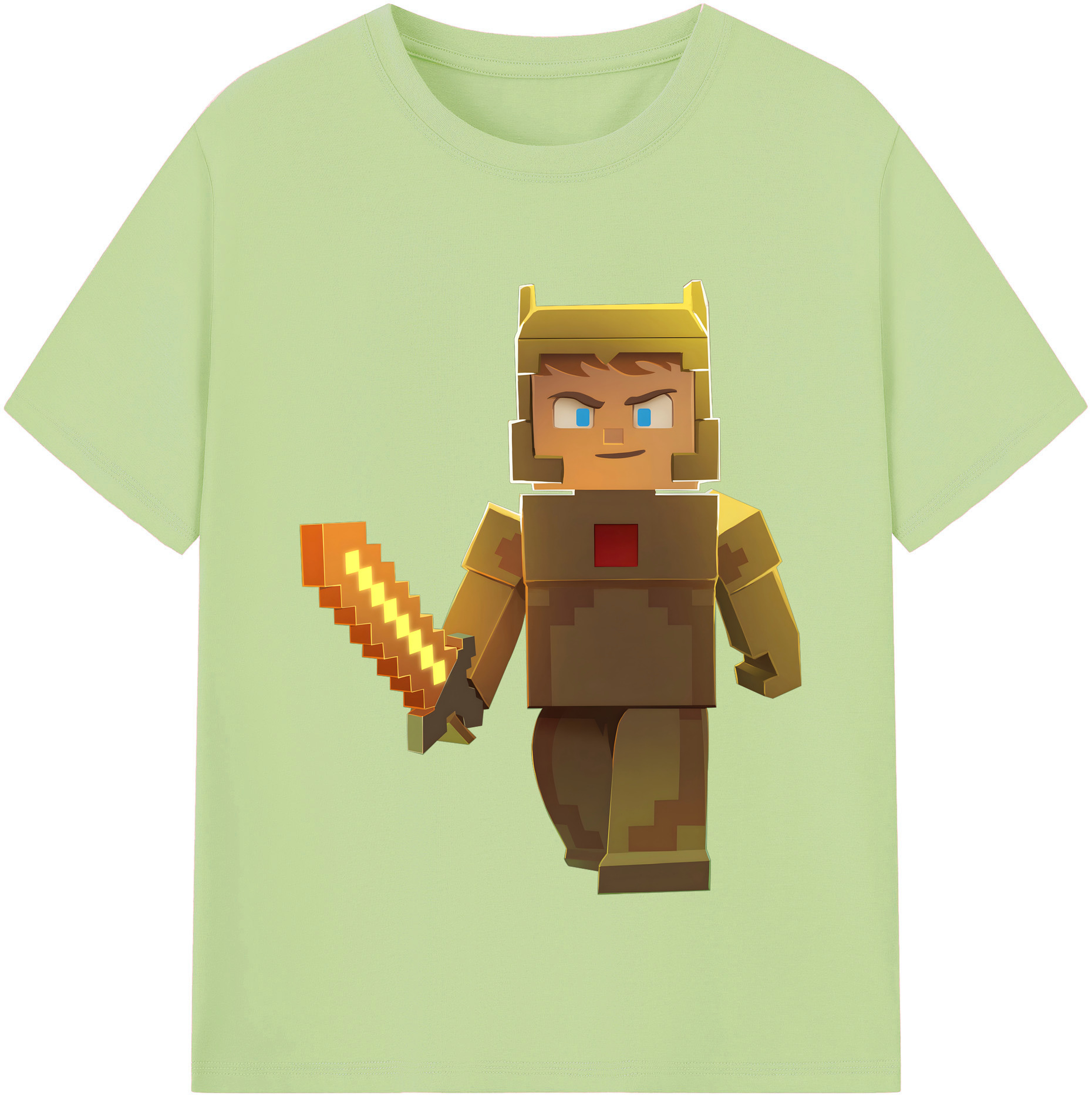 （画像用） マインクラフト ブロックの世界 Minecraft MC Block world 綿100％半袖Tシャツ（フロントプリント）